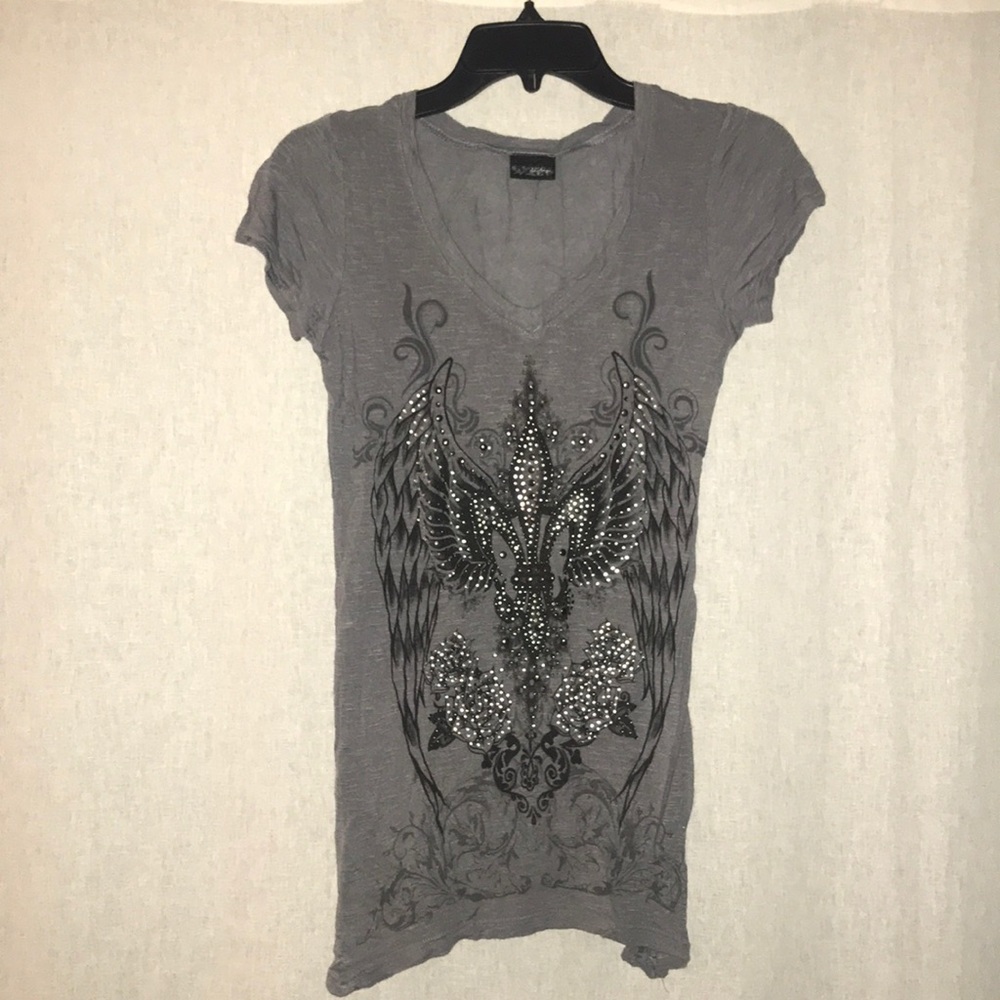 Gray embellished T-shirt